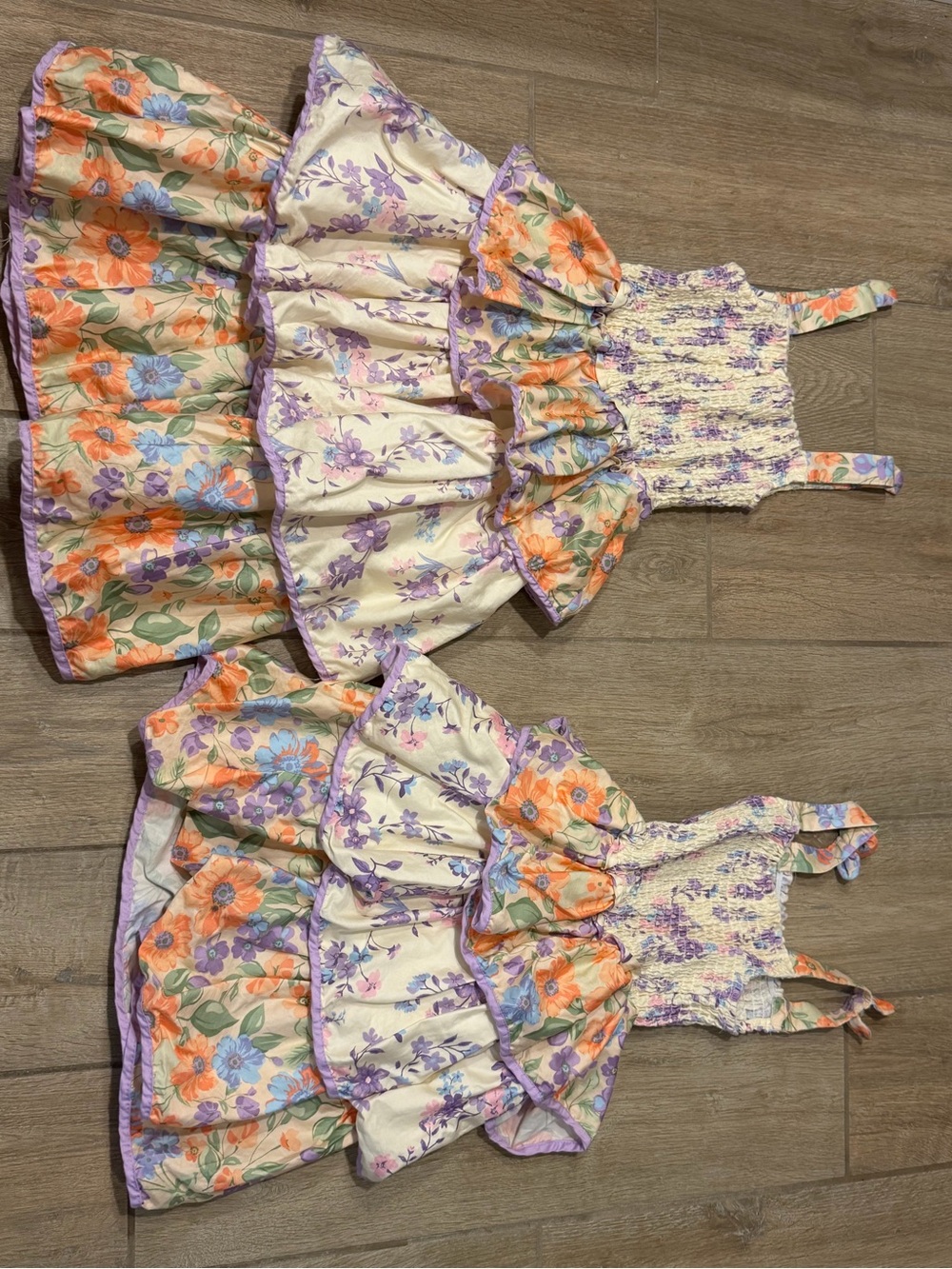 Tahari Floral Tiered Purple Orange Cream Girls Dresses sizes 4 & size 6